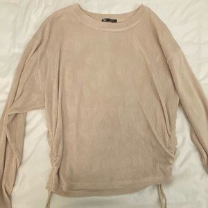 Zara Beige Long Sleeve Top Size LARGE